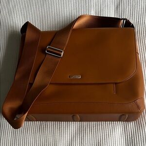 Tumi Tan Leather Messenger Bag